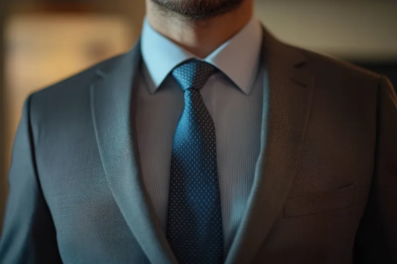 Уверенный в себе бизнесмен в tailored костюме и синем галстуке, демонстрирующий профессионализм в современном офисном окружении, идеально подходит для корпоративных тем