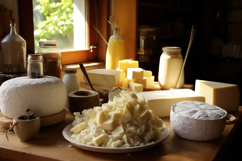 Диетическая еда, питание, сливочный продукт, стол, молочные продукты, свежий сыр, разные вкусные ингредиенты, группа, фон, полезный бри, органический, молоко, белый, гурманский, деревянная еда…