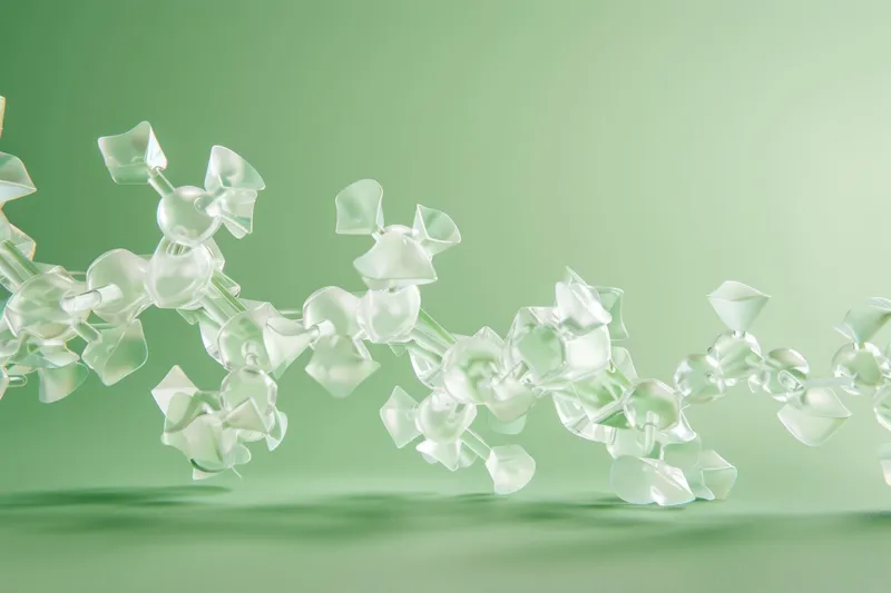 3D-рендеринг кристаллической структуры на зеленом фоне