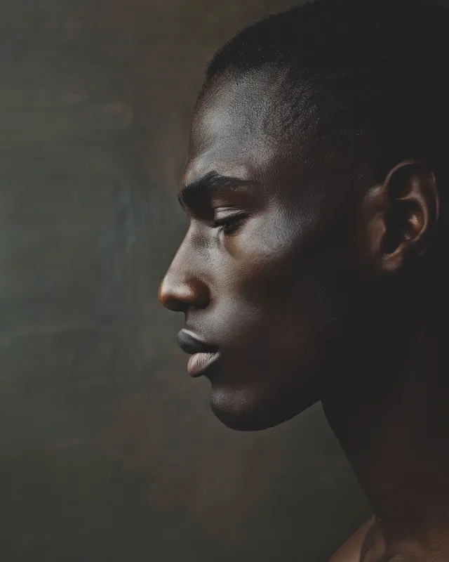 Спокойный афроамериканский мужчина с закрытыми глазами в момент задумчивости, самоанализа и умиротворения