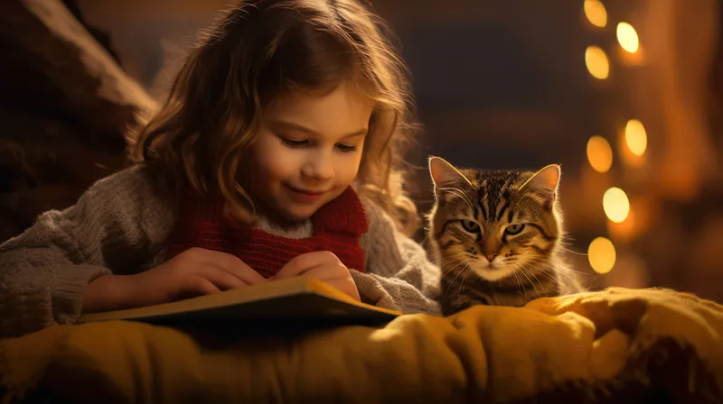 Книга, животное, кровать, домашний питомец, дружба, любовь, кавказец, кошка, девушка, игра, молодая, фон, детство, домашние животные, красота, в помещении, маленькие дети, человек, дом, забота…