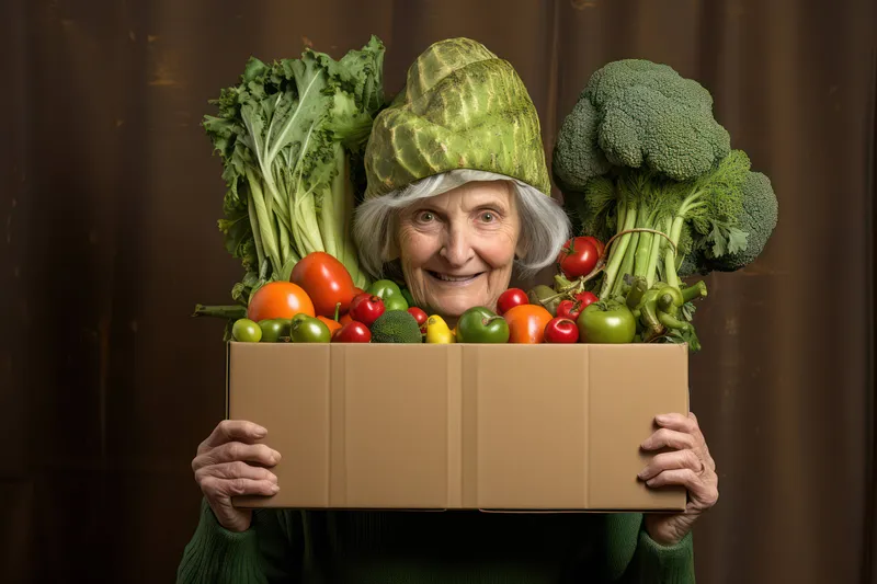 Вегетарианские продукты, фон, держащая взрослая, свежие овощи, образ жизни, питание, здоровье, женщина, европеоид, человек, еда, стоящая, женщина, фрукты, женщина, свежесть, органический, портрет