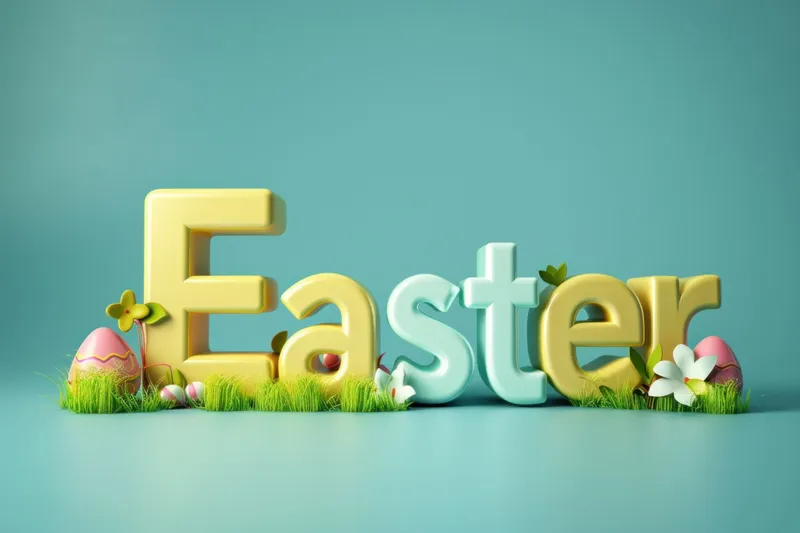 3D-слово Easter на синем фоне