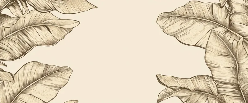 Художественное черно-белое изображение пышных тропических листьев, обрамляющих пустое пространство, идеально подходящее для фонов, приглашений и ботанических дизайнов