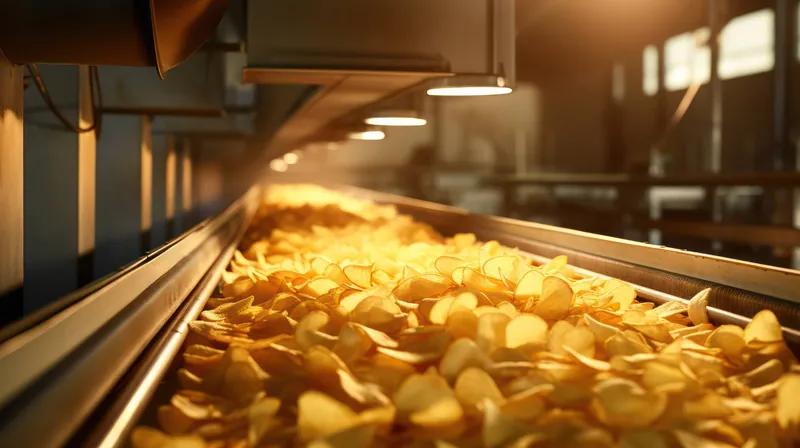 Желтое промышленное оборудование на фоне линии по производству продуктов питания