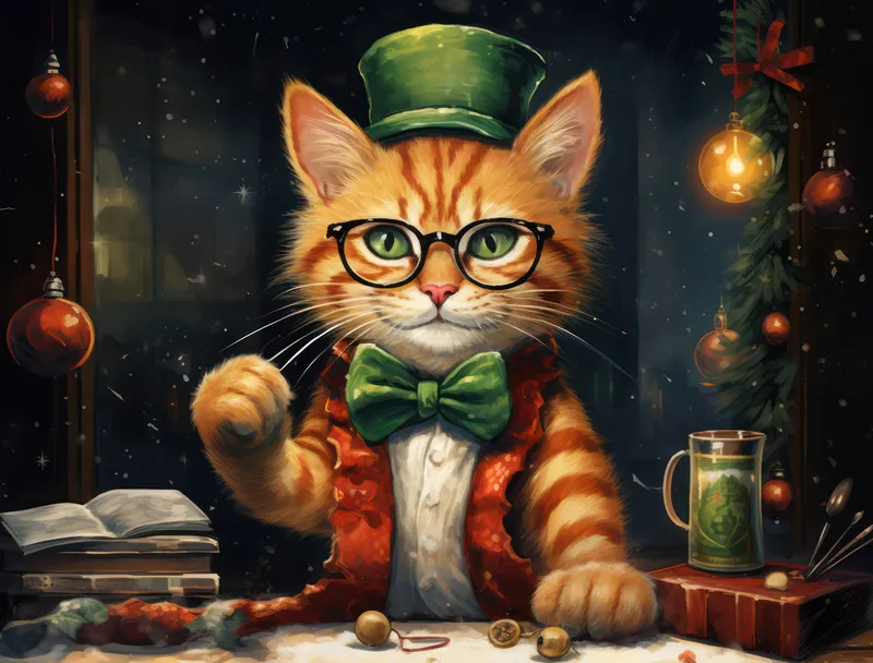 Новый праздник, Санта, кошачий мех, фон, котёнок, котёнок, Рождество, кошка, зима, год, рождественское празднование, забавное животное, шапка, домашний питомец, милый, красный