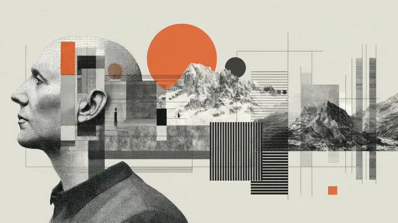 Контекст и настроение описывают исследование и память через многослойный монтаж, который сливает человеческую форму с пейзажами и архитектурой, приглашая к размышлению и воображению