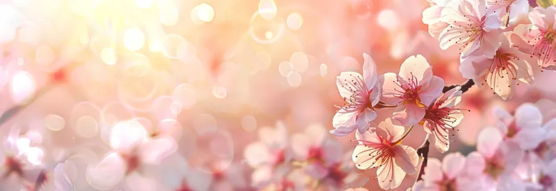 Прекрасные цветы сакуры распускаются на мечтательном, мягко сфокусированном фоне