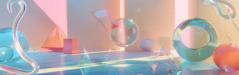 Яркий и игривый 3D-рендеринг красочной комнаты с разнообразными формами и объектами на стенах и полу