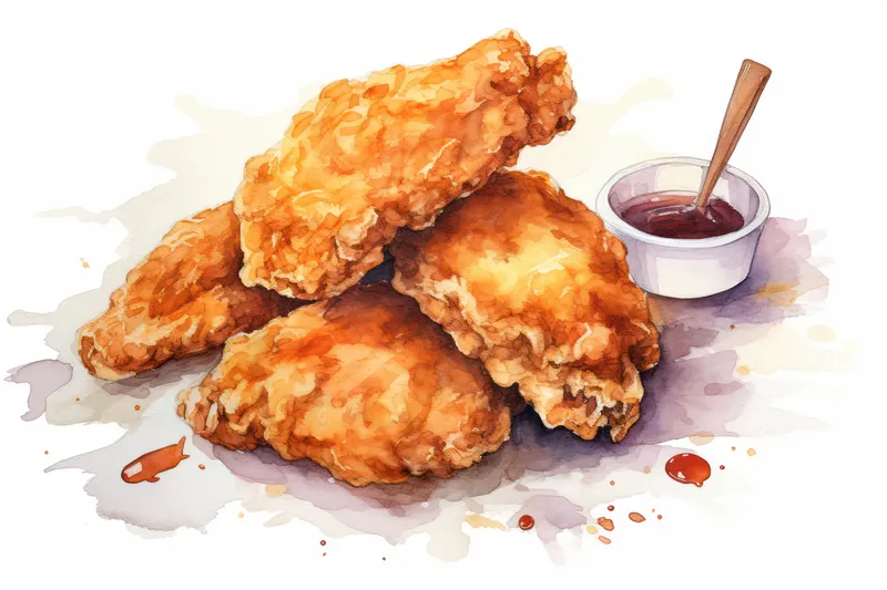 Хрустящая еда, приготовленный ужин, курица, фон, жареное мясо, крупный план, горячая закуска, тарелка, фон, еда, обед, кухня, хрустящее блюдо, вкусное, аппетитное
