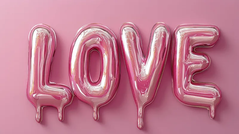 Яркие розовые любовные письма в игривом глянцевом стиле на нежно-розовом фоне