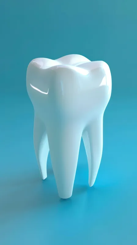 3D-рендеринг модели человеческого зуба на синем фоне для стоматологических и медицинских концепций и дизайнов