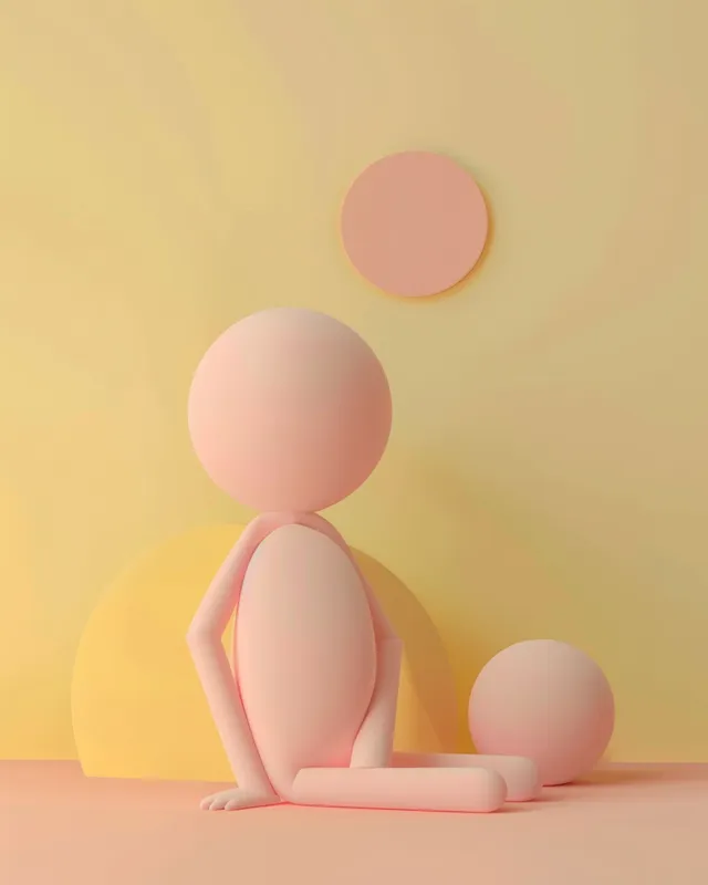 3D-иллюстрация мужчины, сидящего на земле с мячом перед собой