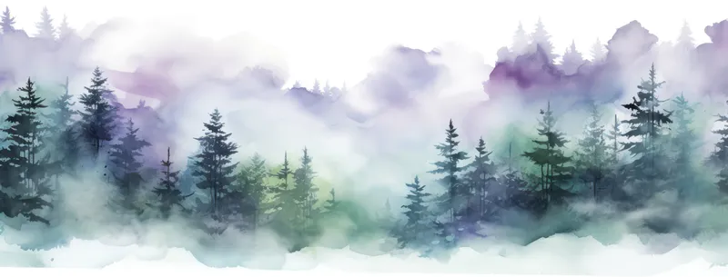Туман, искусство, ель, природа, пихта, рисунок, пейзаж, дерево, синий, краска, сезон, силуэт, лес, акварель, зима, лето, хвойный, фон, дерево, фон, сосна, иллюстрация, холодный