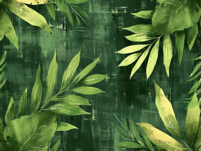 Яркая картина с тропической листвой на темно-зеленом фоне с текстом Tropical, произведение искусства на тему природы