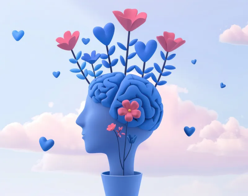 Цветущий мозг: 3D-рендер человеческой головы с мозгом в виде цветочного горшка