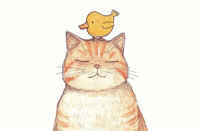 Игривый рыжий котенок, милая и очаровательная рисованная иллюстрация домашней кошки, сидящей на белом фоне с забавным выражением мордочки, полной усов