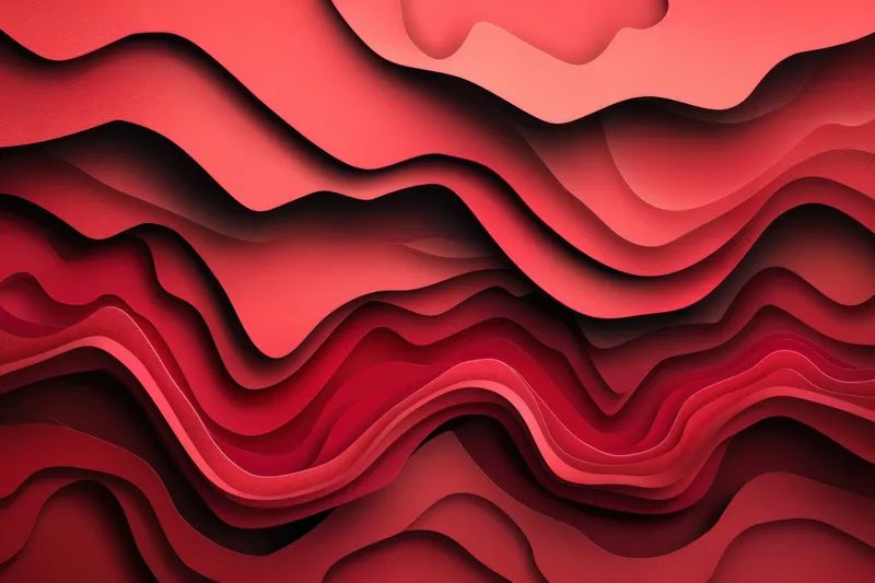Абстрактный фон из бумаги с красными волнистыми линиями, создающий 3D-эффект и иллюстрацию для концепций путешествий и бизнеса