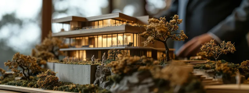 Современное миниатюрное жилое строительство: футуристический архитектурный макет в красивом городском пейзаже