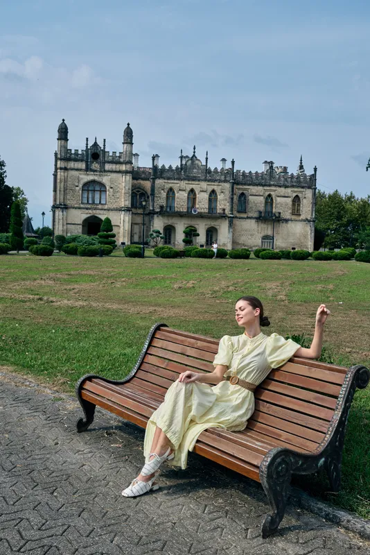 woman bench old building authentic inclusive