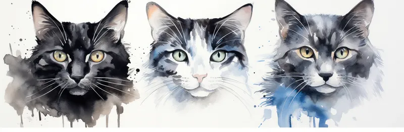 Рисунок, дизайн, голова, забавный фон, иллюстрация, лицо, котенок, глаза, акварель, кошка, принт, домашние животные, животные, искусство, портрет, котенок, абстрактный фон, желтый, белый, милый…