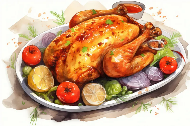 Запеченная домашняя птица — курица, индейка, гусь