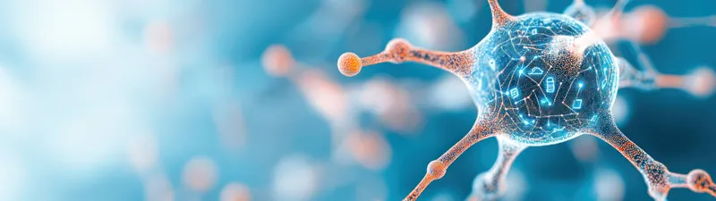 Это изображение представляет абстрактное изображение молекулярных структур ярких цветов