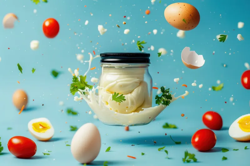 Банка, наполненная яйцами и молоком, на синем фоне
