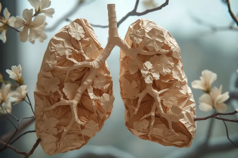 3D-концепция легких с красивыми цветами на заднем плане для медицинских и оздоровительных дизайнов