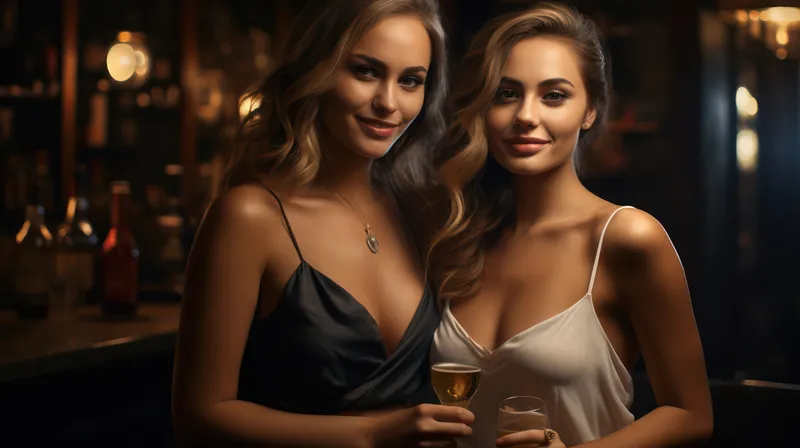 Стильная вечеринка: молодые женщины, воплощающие чувственность и гламур в элитном клубе