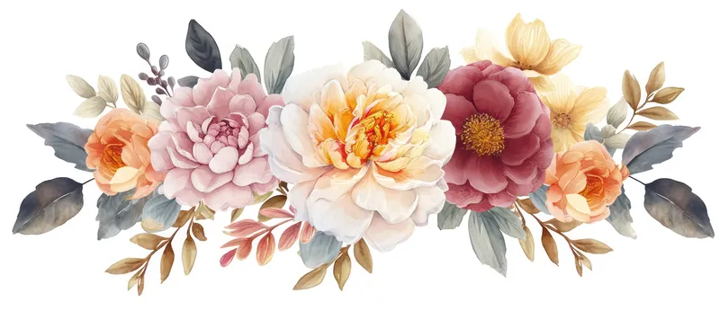 Цветочное цветение: элегантная акварельная иллюстрация весеннего букета с розовыми пионами и розами в винтажном стиле