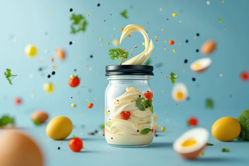 Сливки и яйца в банке на синем фоне