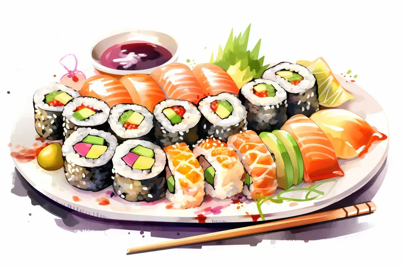 Еда, свежая, рыба, ресторан, морепродукты, водоросли, лосось, восточный, рис, суши, гурман, обед, маки, васаби, кухня, тунец, ролл, японский, традиционный, ужин, морепродукты, тарелка, Япония