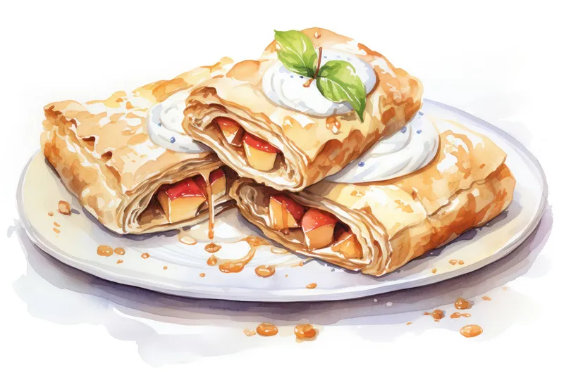 Традиционный ужин из выпечки, вкусный десерт с соусом на фоне блинов, тарелка, кухня, обед, свежая, домашняя, сладкая еда, белое блюдо, завтрак, закуска, жареное, вкусно
