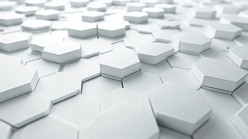 Крупный план геометрического белого шестиугольного узора, создающего 3D-эффект с тенями и бесшовным дизайном