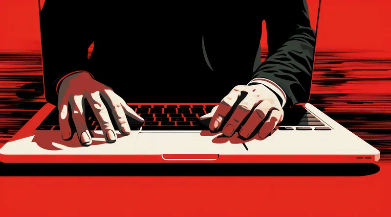 Мужчина за работой на ноутбуке в офисе