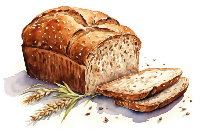 Завтрак, коричневый батон, стол, пекарня, здоровый хлеб, домашний фон, натуральная диета, деревенский свежий, зерновой, ржаной, пшеничный, еда, органический, цельнозерновой