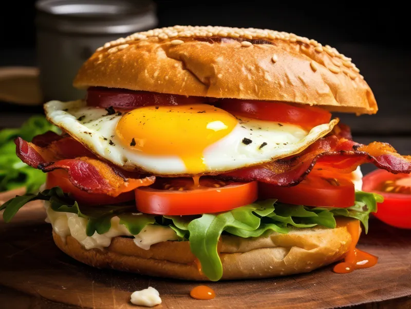 Сэндвич, вкусный, сыр, чизбургер, свежий, быстрый обед, гамбургер, еда, блюдо, вкусное, мясо, гриль, булочка, бургер, хлеб, лук, салат, ужин, яйцо, бекон