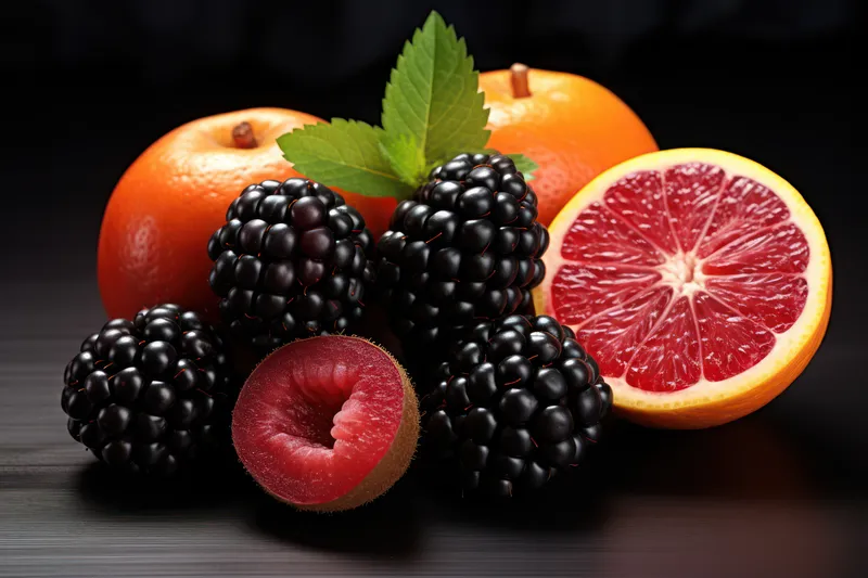 Свежие, сочные и полезные: красочное разнообразие спелых фруктов — взрыв природных витаминных лакомств на зеленом фоне
