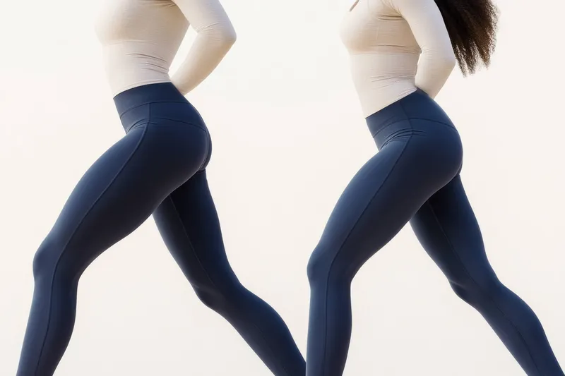 Спортивная модель демонстрирует стильные леггинсы для тренировок и спортивную одежду в движении, подчеркивая фитнес, активность и здоровый образ жизни, идеально подходит для рекламных целей