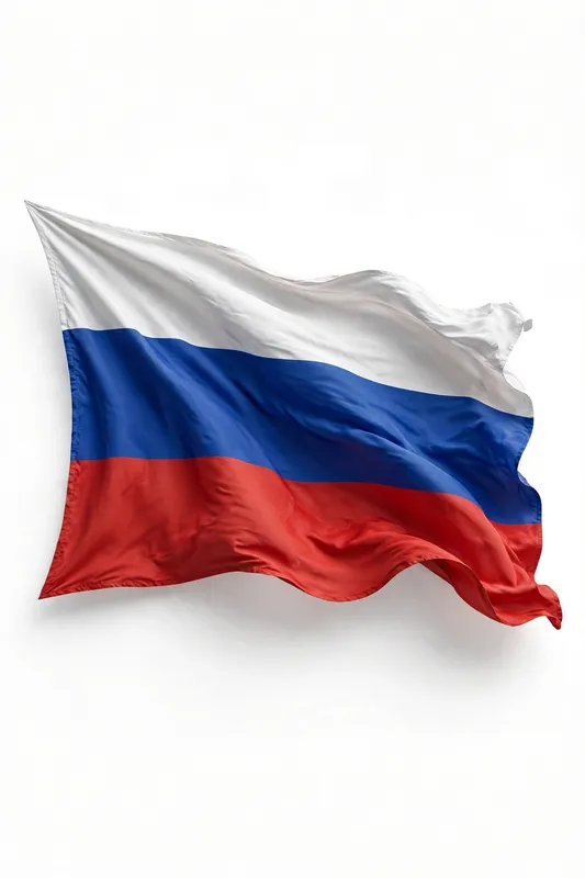 Российский флаг развевается на белом фоне