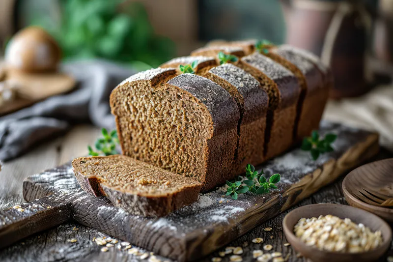Вкусный домашний пшеничный хлеб на деревянном столе в деревенском стиле