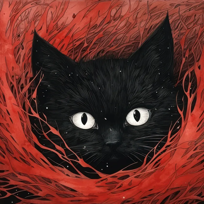 Глаз, домашнее животное, зверь, домашняя кошка, милый рисунок на черном фоне