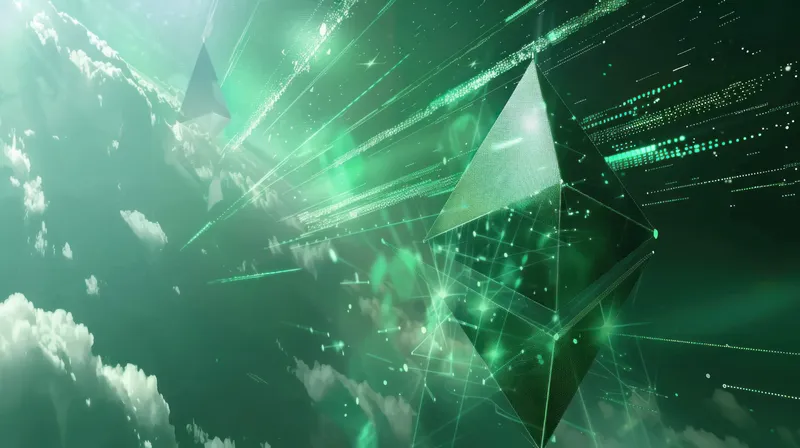 Концепция прогнозирования криптовалют: график прогноза цены Ethereum и цифровые числа на темном фоне