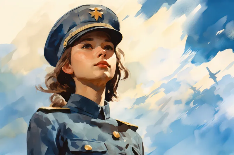 Портрет военного офицера: винтажный советский красноармеец — молодая женщина-солдат, иллюстрация ко Дню Победы во Второй мировой войне