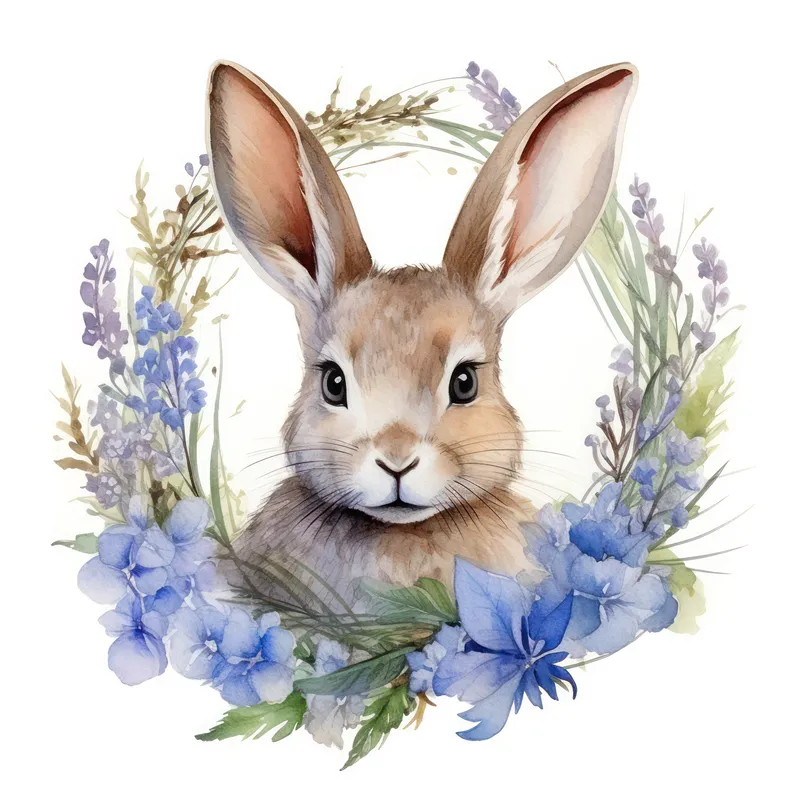 Фон, праздник, цветок, принт, белый, весна, акварель, пасха, дизайн, постер, искусство, природа, винтаж, милый, кролик, открытка, иллюстрация, кролик, фон, любовь, рисунок, счастливое животное