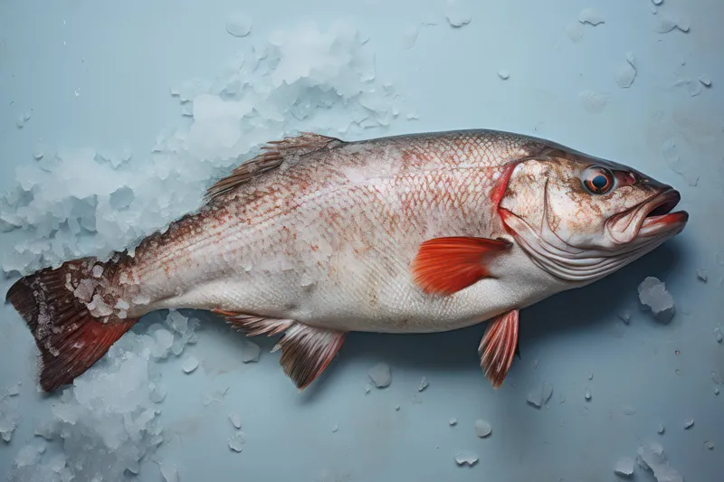Морепродукты на льду: свежая рыба и морепродукты, сырые, питательные, полезные, на черном и белом фоне
