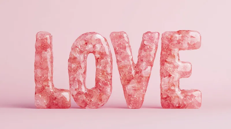 Потрясающее 3D-слово LOVE, выполненное из красивых розовых кристаллов, идеально подходит для сезонных акций, тем ко Дню святого Валентина и передачи чувств любви и привязанности