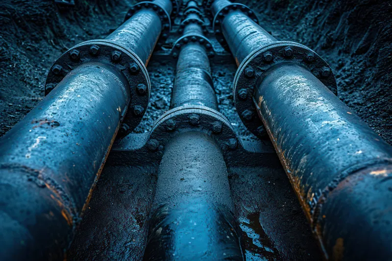 Ржавый стальной трубопровод: промышленное соединение для воды, газа и нефти на старом заводе