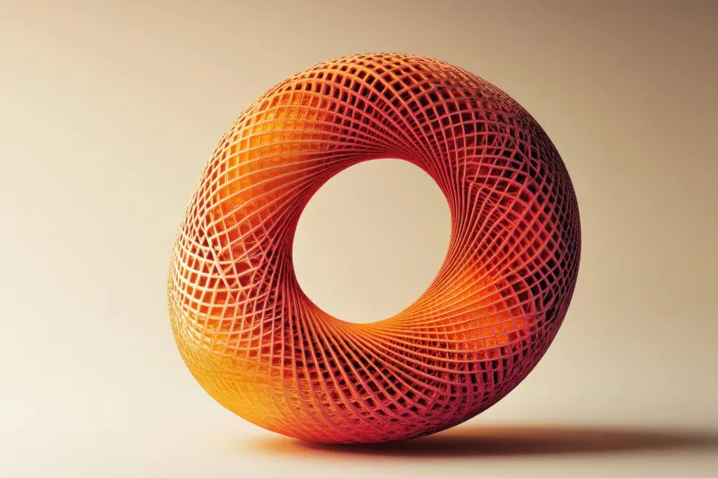 Эта потрясающая 3D-геометрическая скульптура в оранжевых и красных тонах сочетает современное искусство с яркими цветами, идеально подходит для дизайнеров, любителей искусства и творческих проектов